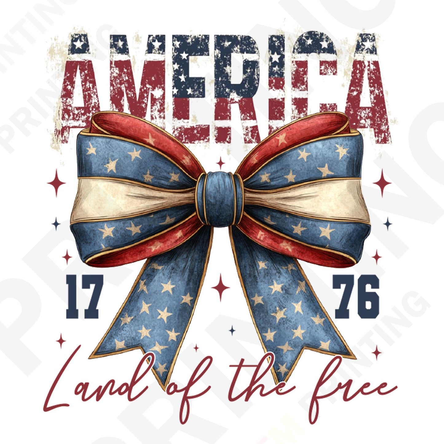 4th of July Coquette Iron On Ready To Press DTF Transfer Film