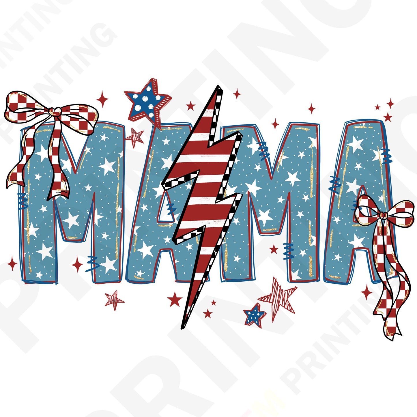 4th Of July American Mama Retro Iron On Ready To Press DTF Transfer Film