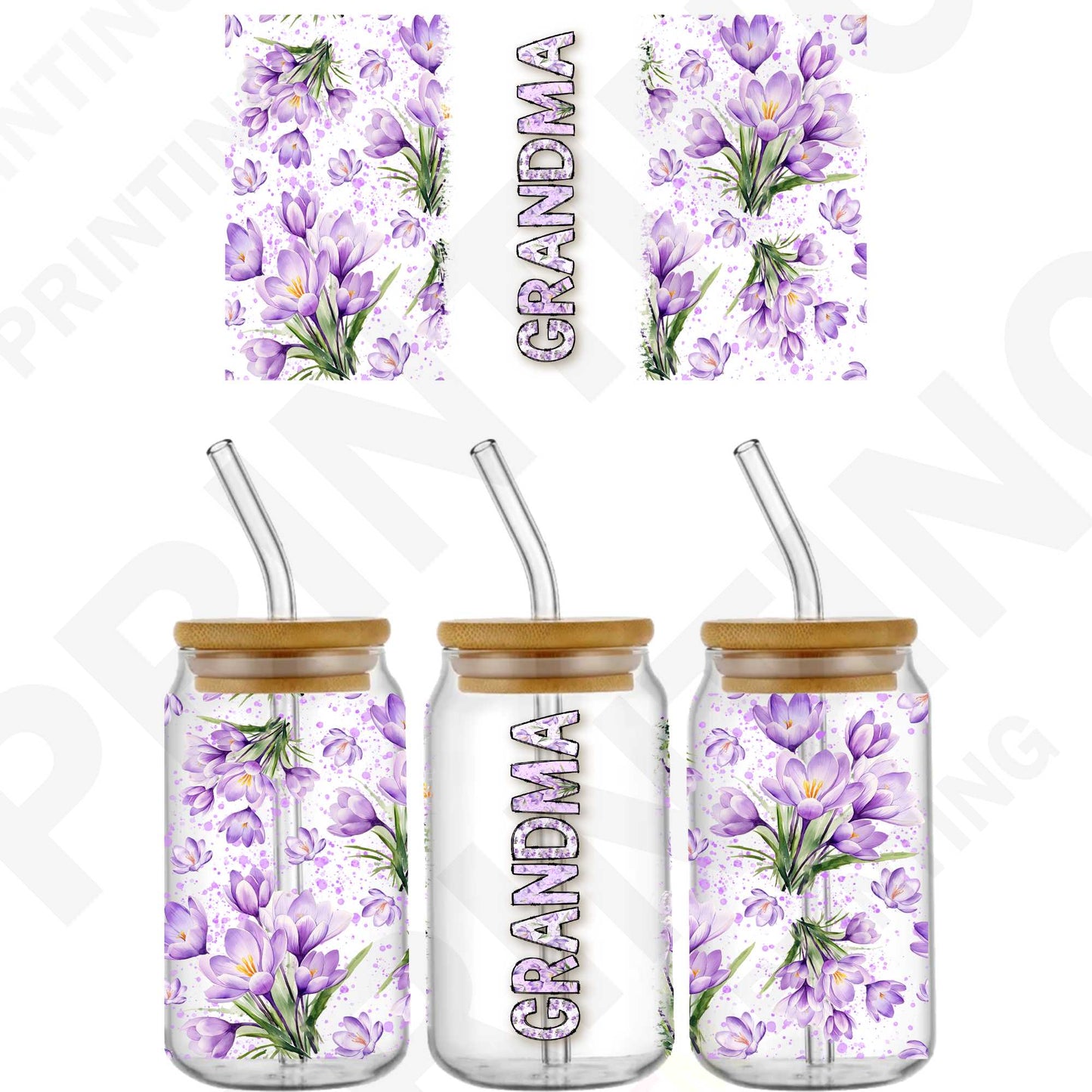 Mother's Day Grandma For 16 oz Glass Cups Sticker