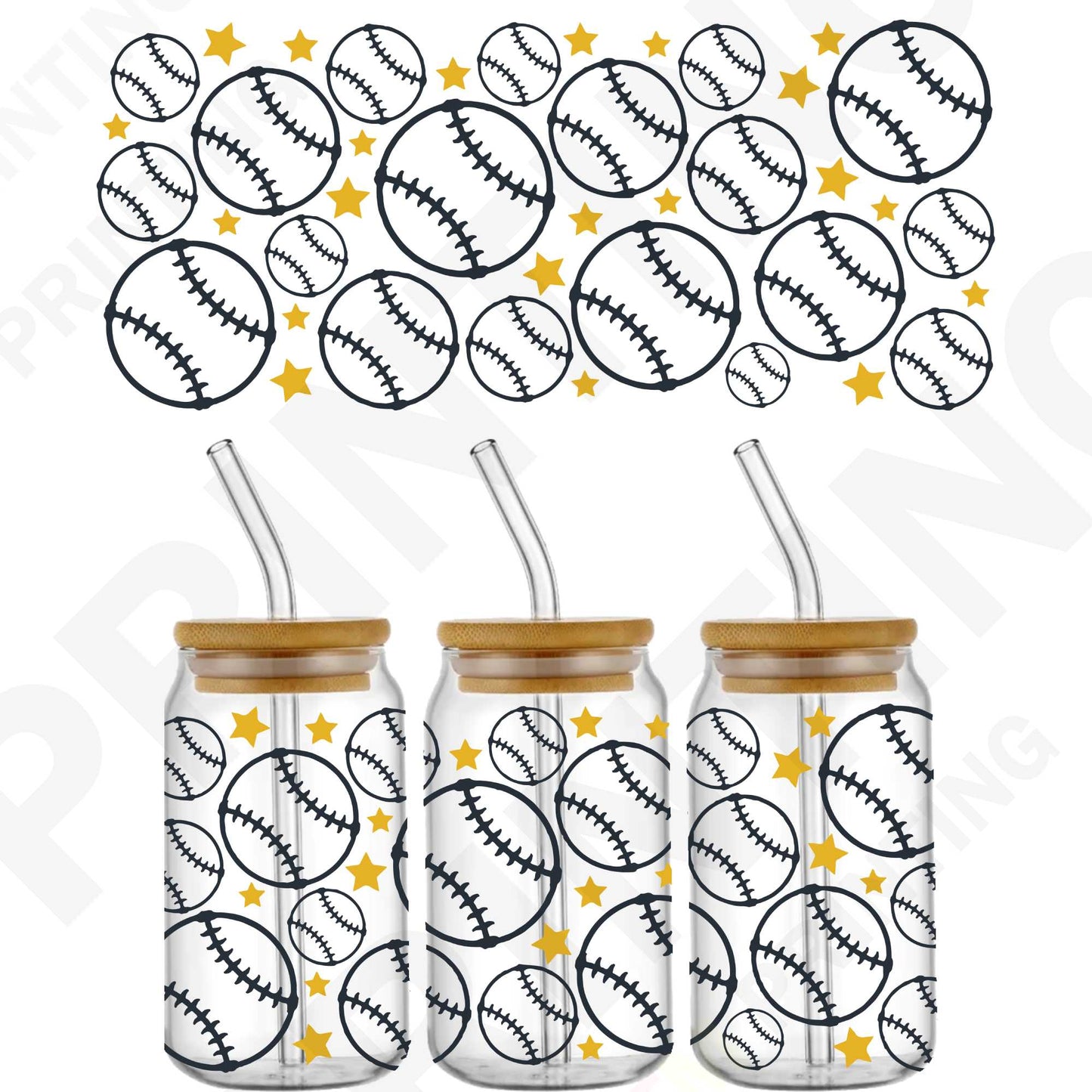 Baseball Squad Line For 16 oz Glass Cups Sticker