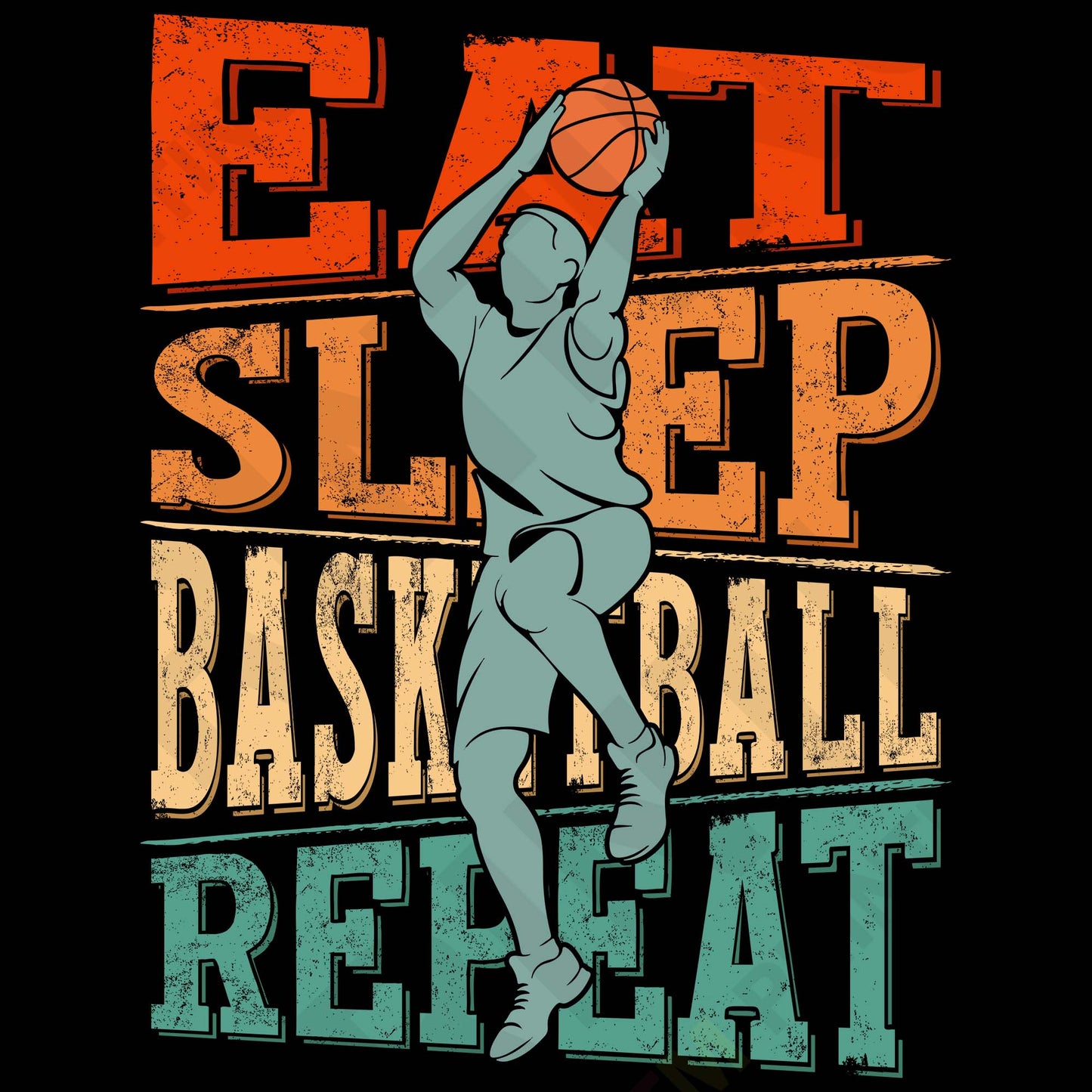 East Sleep Basketball Repeat Iron On Ready To Press DTF Transfer Film