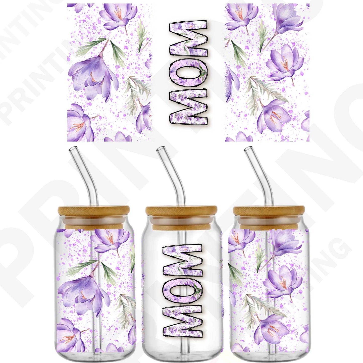 Mother's Day Mom For 16 oz Glass Cups Sticker