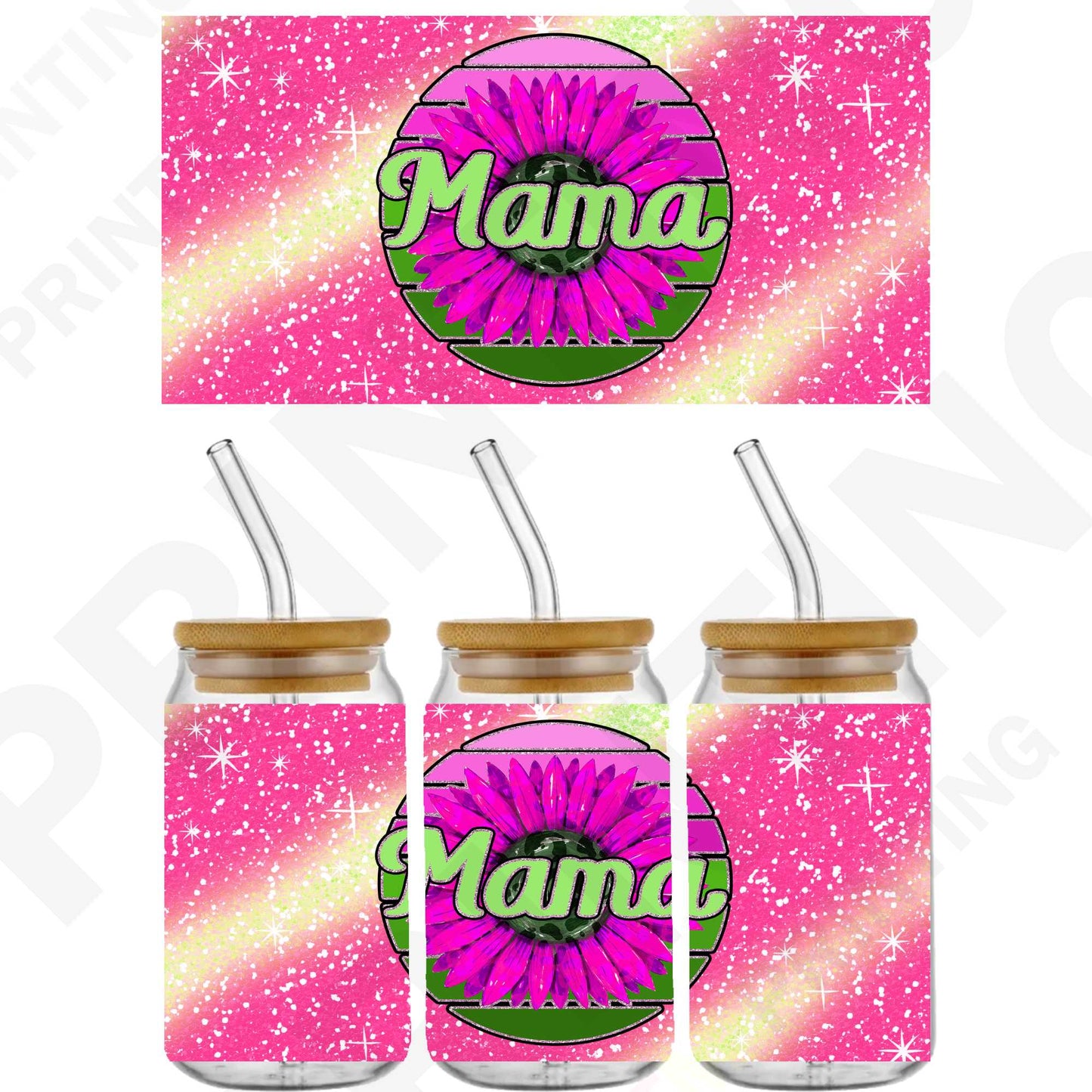 Mother's Day Mama For 16 oz Glass Cups Sticker