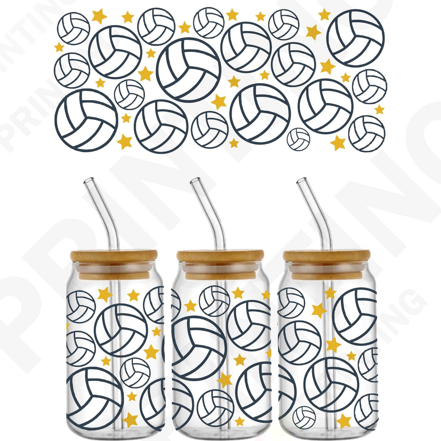 Volleyball Squad Line For 16 oz Glass Cups Sticker