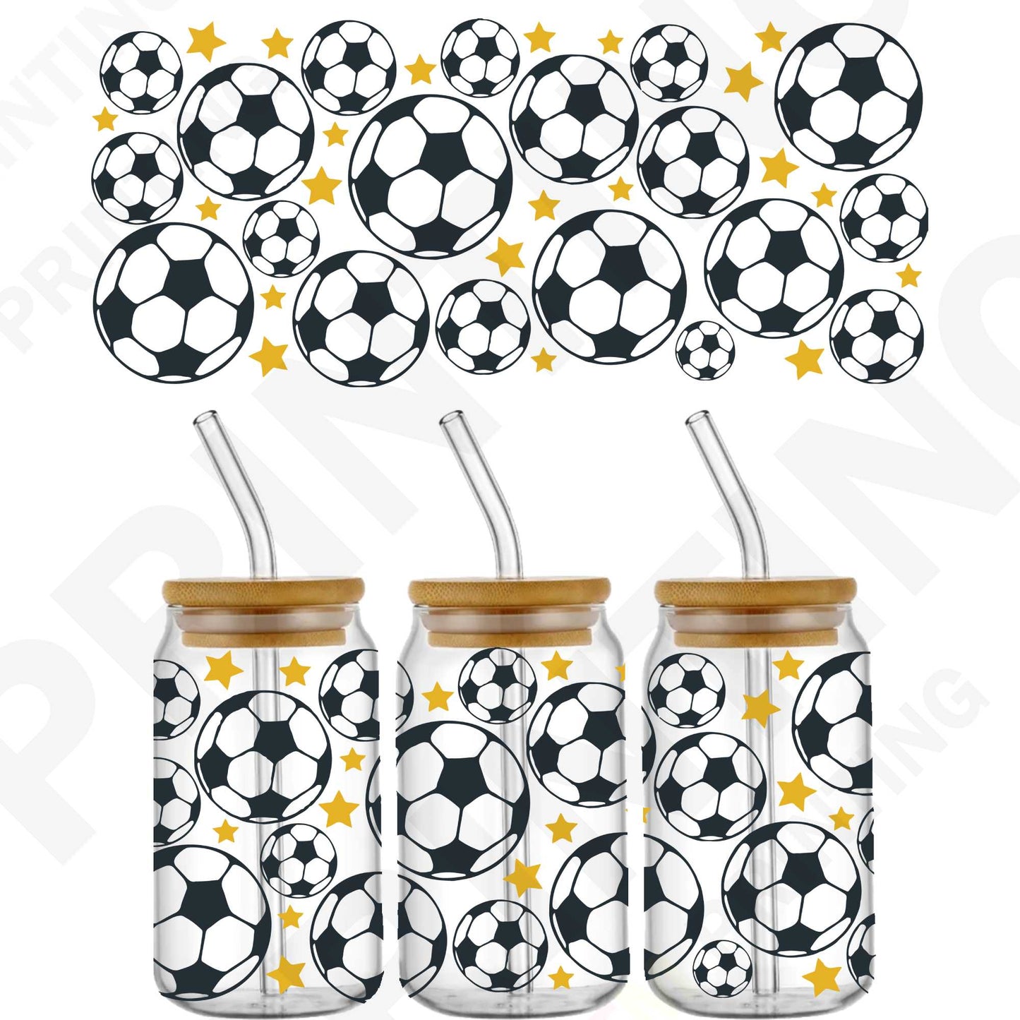 Soccer Squad Line For 16 oz Glass Cups Sticker