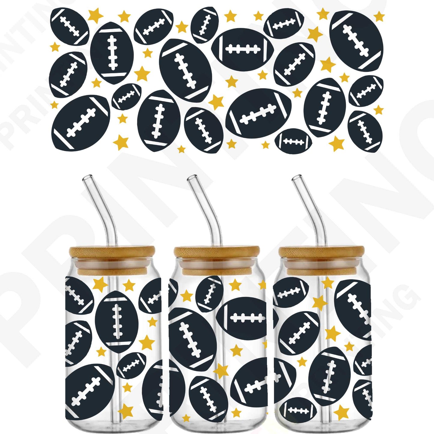 American Football Squad For 16 oz Glass Cups Sticker