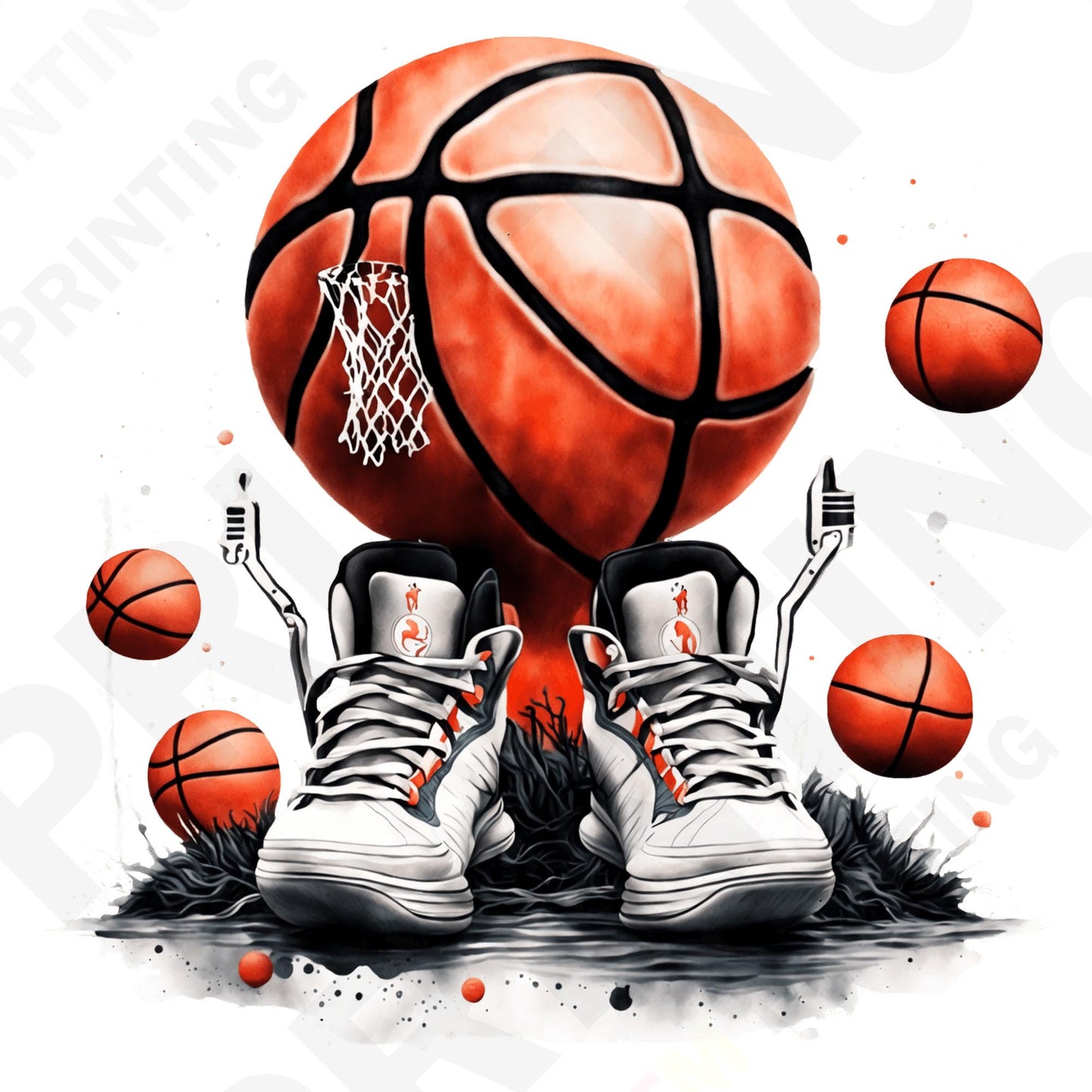 Basketball & Shoes Iron On Ready To Press DTF Transfer Film